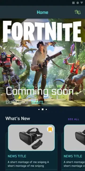 تغییر تصویر بنر به بازی Fortnite. یکنواختی رابط کاربری برنامه حفظ نشده است.